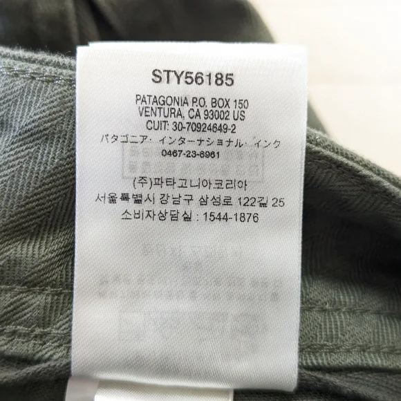 NWT Green Patagonia Organic Cotton Herringbone Utility Pants, Hiking Trousers - Picture 13 of 16